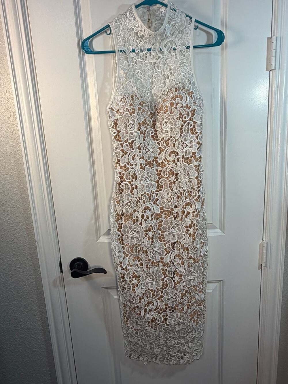 MISHA Eline Lace Midi Dress White Nude Size S - Picture 3 of 13